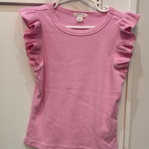 J. Crew Girls Pink Ruffled Sleeve Top